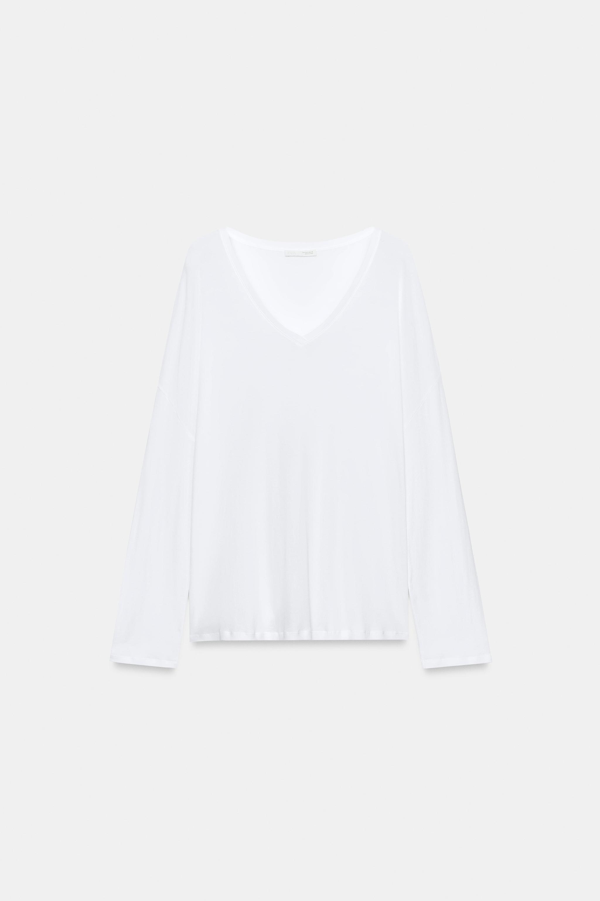 Женские футболки Zara OVERSIZED COTTON T-SHIRT — фото 3