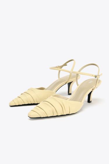 TALONS EN CUIR FRONCÉ - Jaune clair de Zara - Image 2