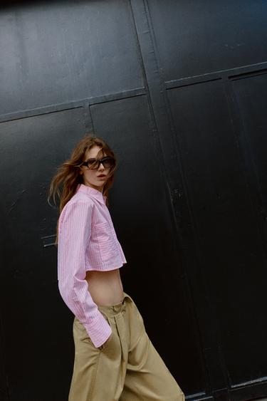 SHORT STRIPED SHIRT - Pink by Zara - Image 2