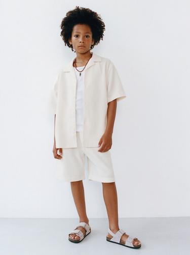 RUSTIC TOWELLING EFFECT BOWLING SHIRT - Ecru by Zara