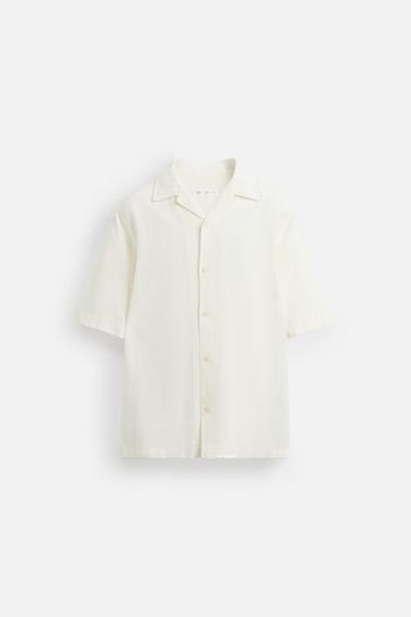 CAMISA JACQUARD TEXTURA - Blanco roto de Zara