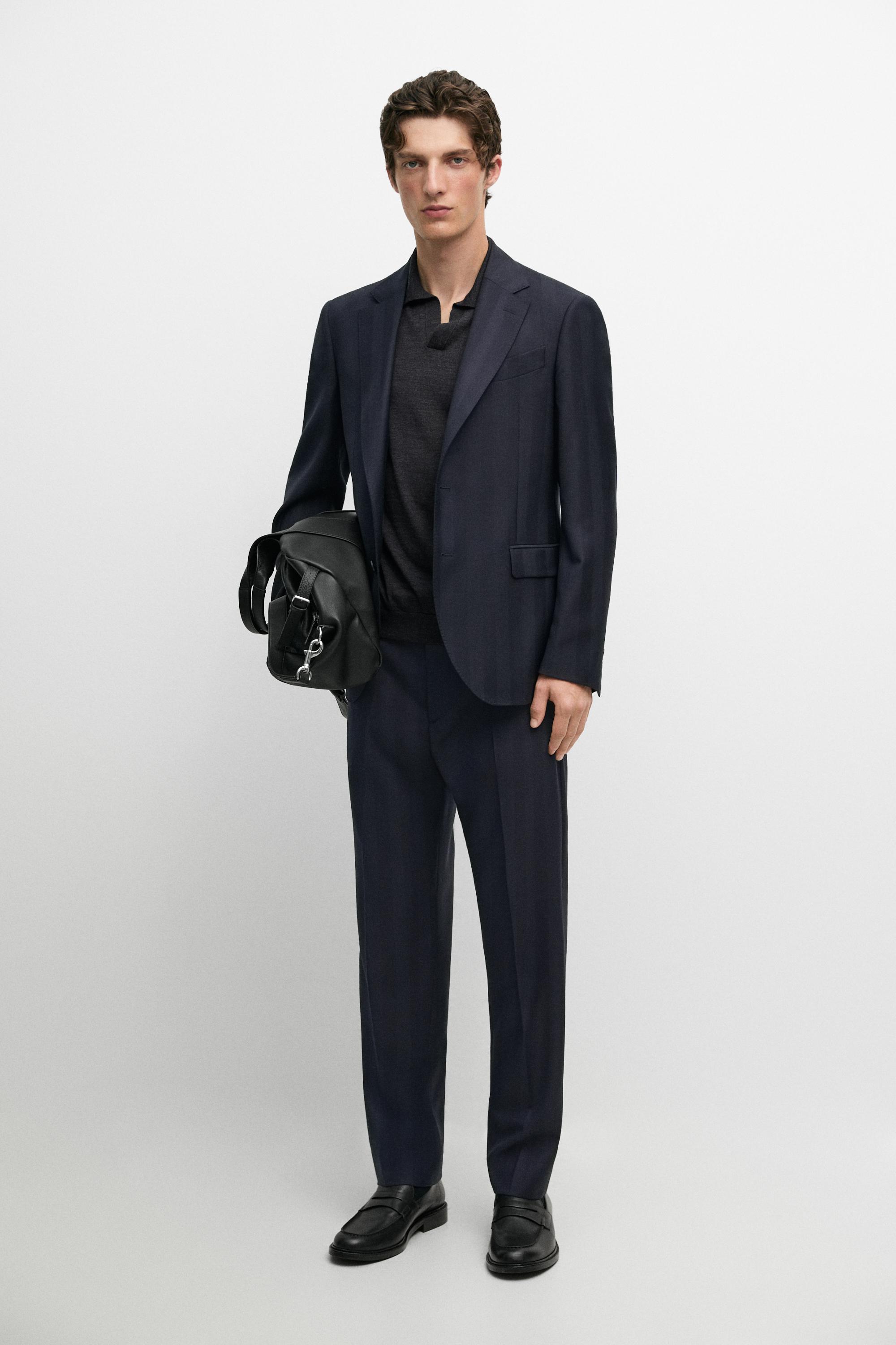 Herringbone suit blazer — Navy blue