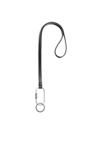 LEATHER PENDANT KEYRING - Black by Zara - Image 0
