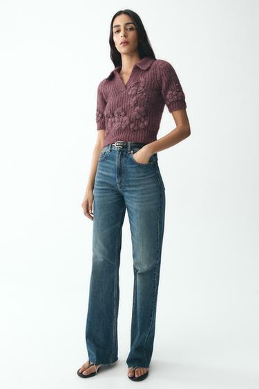 EMBROIDERED KNIT SWEATER - Pink / Mauve by Zara - Image 0