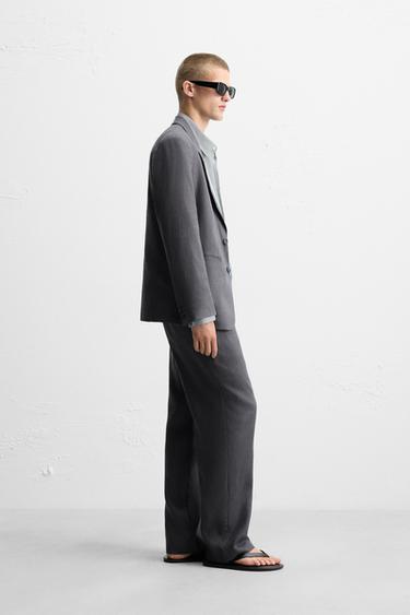 100% LINEN SUIT TROUSERS - Dark grey by Zara - Image 3