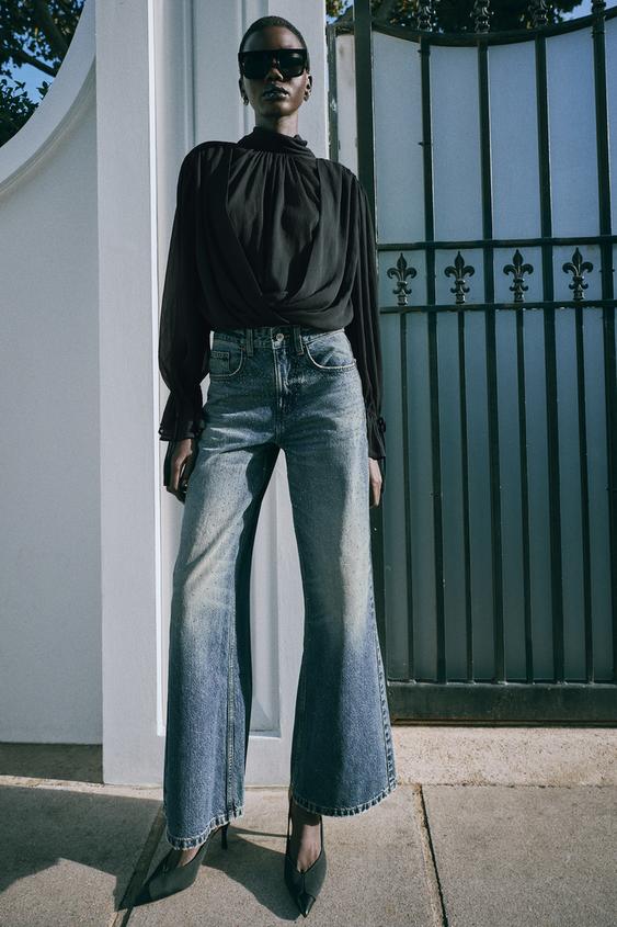 Z1975 HIGH-WAIST LOOSE WIDE-LEG JEANS WITH SEQUINS - Blue by Zara - Image 0