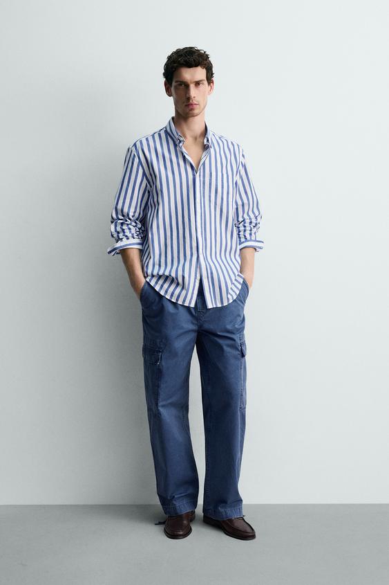 CAMISA REGULAR FIT RAYAS - Azul / Blanco de Zara - Imagen 0