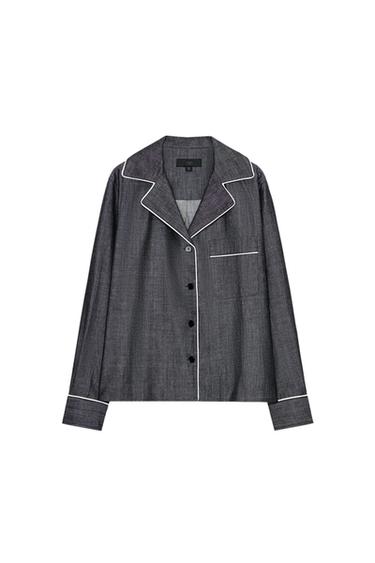 ZW COLLECTION DENIM SHIRT WITH TRIMS