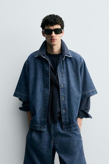 SHORT SLEEVE DENIM SHIRT - Blue by Zara