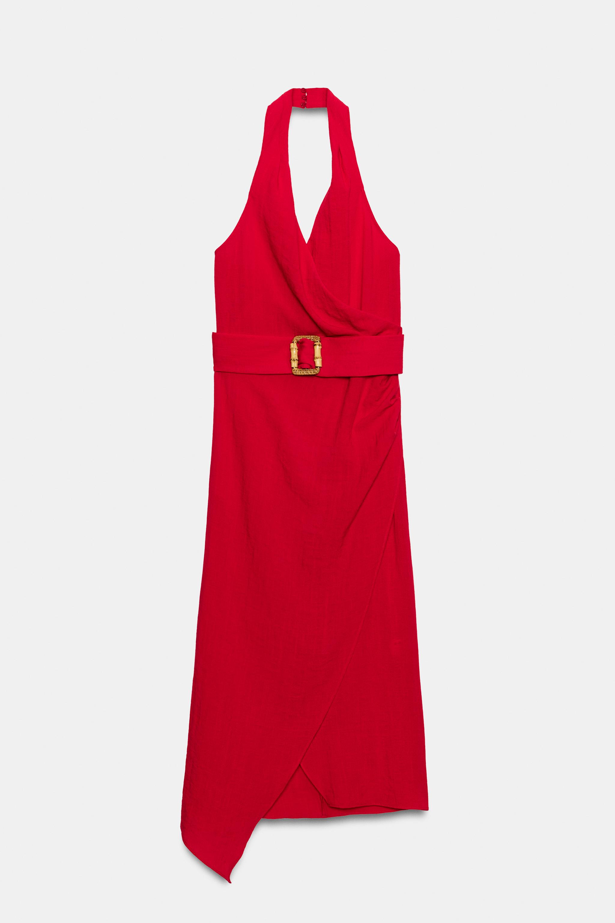 Женские платья Zara BELTED WRAP MIDI DRESS — фото 8