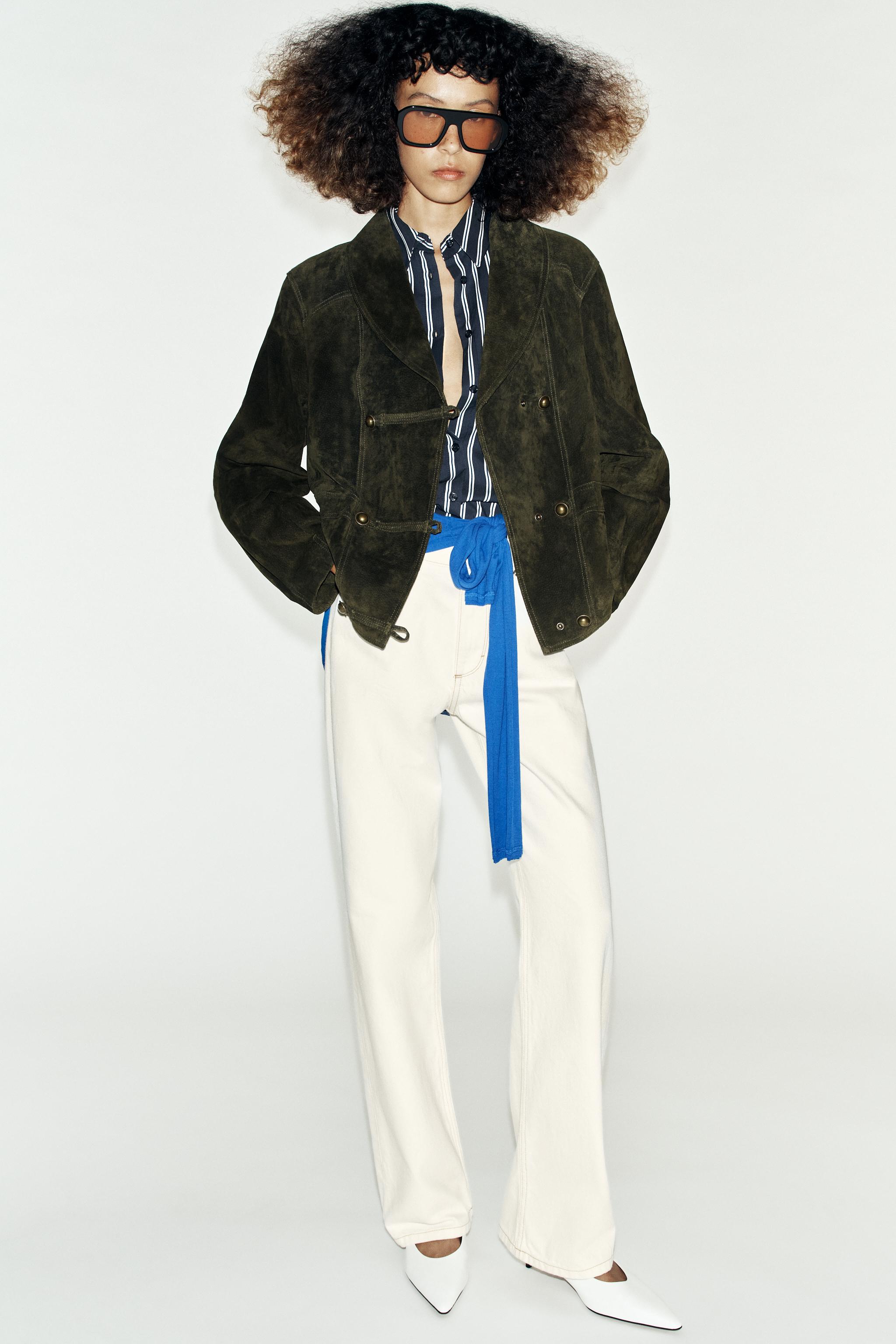 100% LEATHER FROG FASTENING JACKET - Khaki | ZARA United States