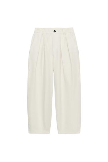 PLEATED LINEN BLEND TROUSERS ZW COLLECTION - Sand by Zara
