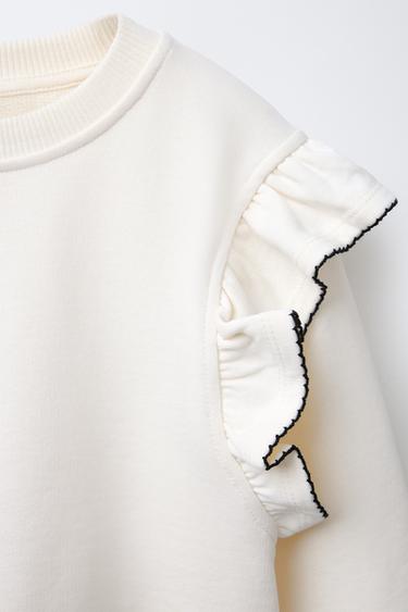 SWEAT À VOLANTS SURPIQÛRES - Écru de Zara - Image 2