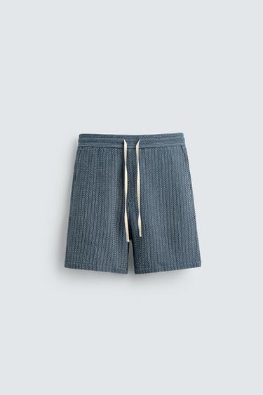 JACQUARD TEXTURED BERMUDA SHORTS - Indigo by Zara