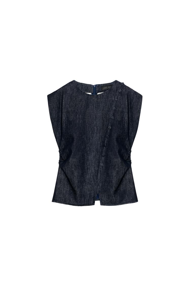 Z1975 DENIM TOP WITH COVERED BUTTONS