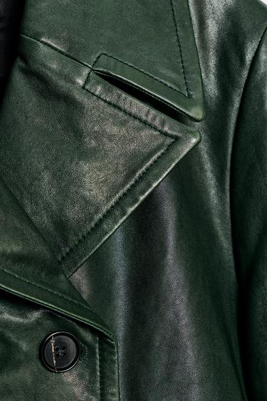 DOUBLE-BREASTED LEATHER BLAZER ZW COLLECTION LIMITED EDITION - Bottle green by Zara - Image 8
