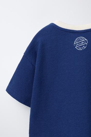 EMBROIDERED SLOGAN T-SHIRT - Ink blue by Zara - Image 3