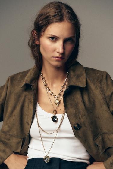 حزمة 3 عقود ممزوجة بسلسلة وعملات نقدية - ذهبي / فضي الخاص بـ Zara