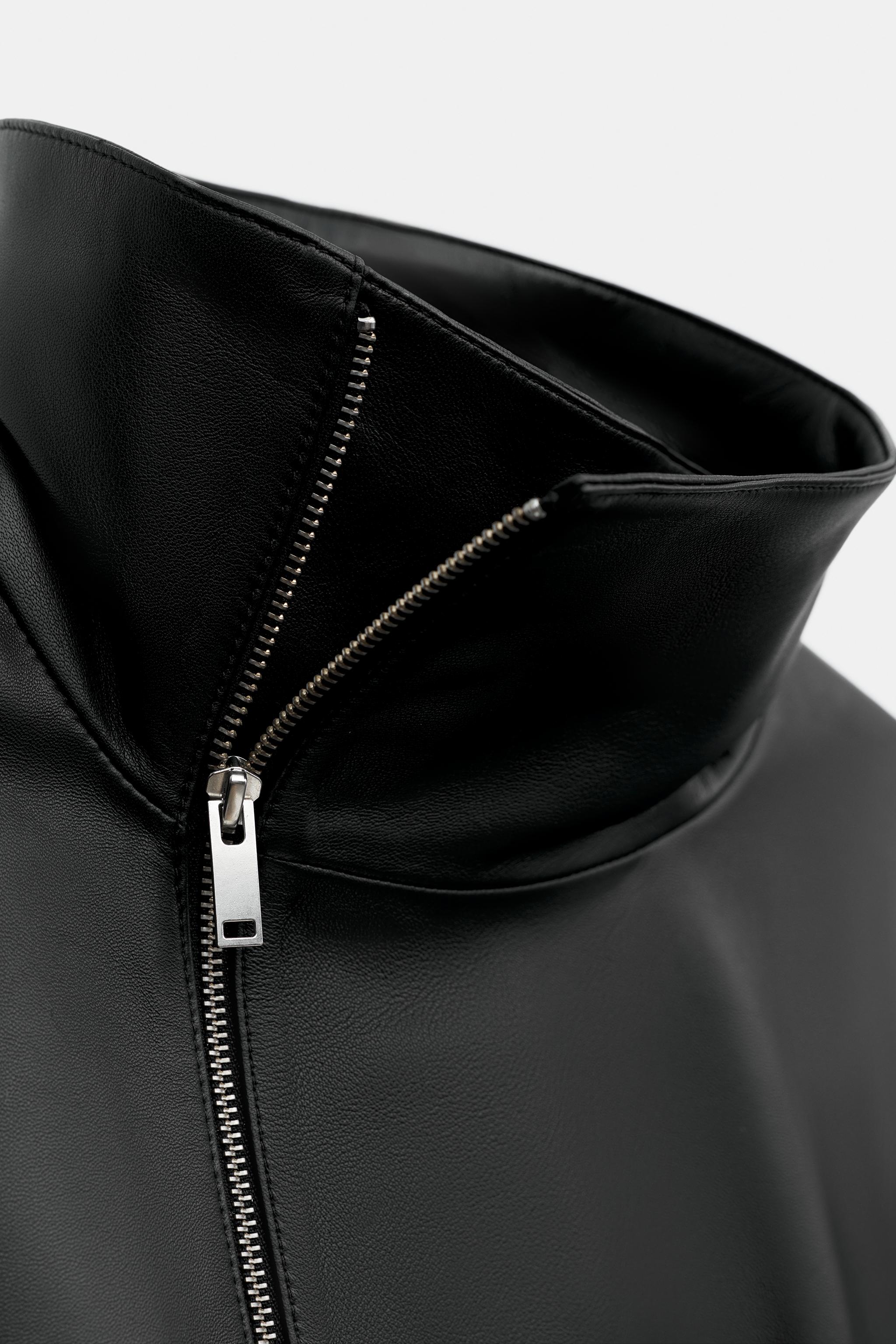 100% LEATHER ZIP-UP JACKET ZW COLLECTION