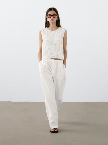 Zara Openwork crochet top - Ecru - Image 0