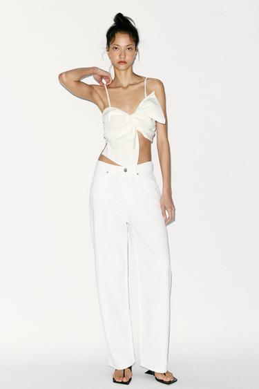 MAXI BOW CROP TOP - Oyster-white by Zara - Image 0