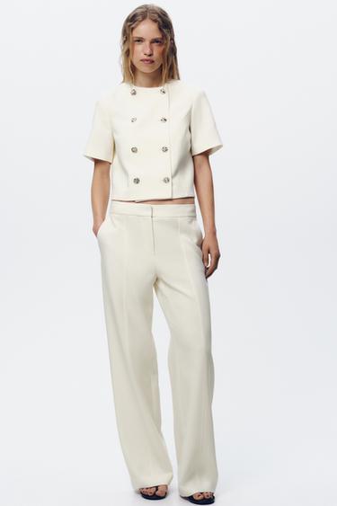 PANTALÓN RECTO TIRO ALTO - Crudo de Zara