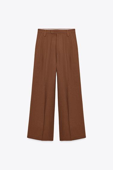 BUNDFALTENHOSE AUS LEINENMISCHGEWEBE ZW COLLECTION - Braun von Zara