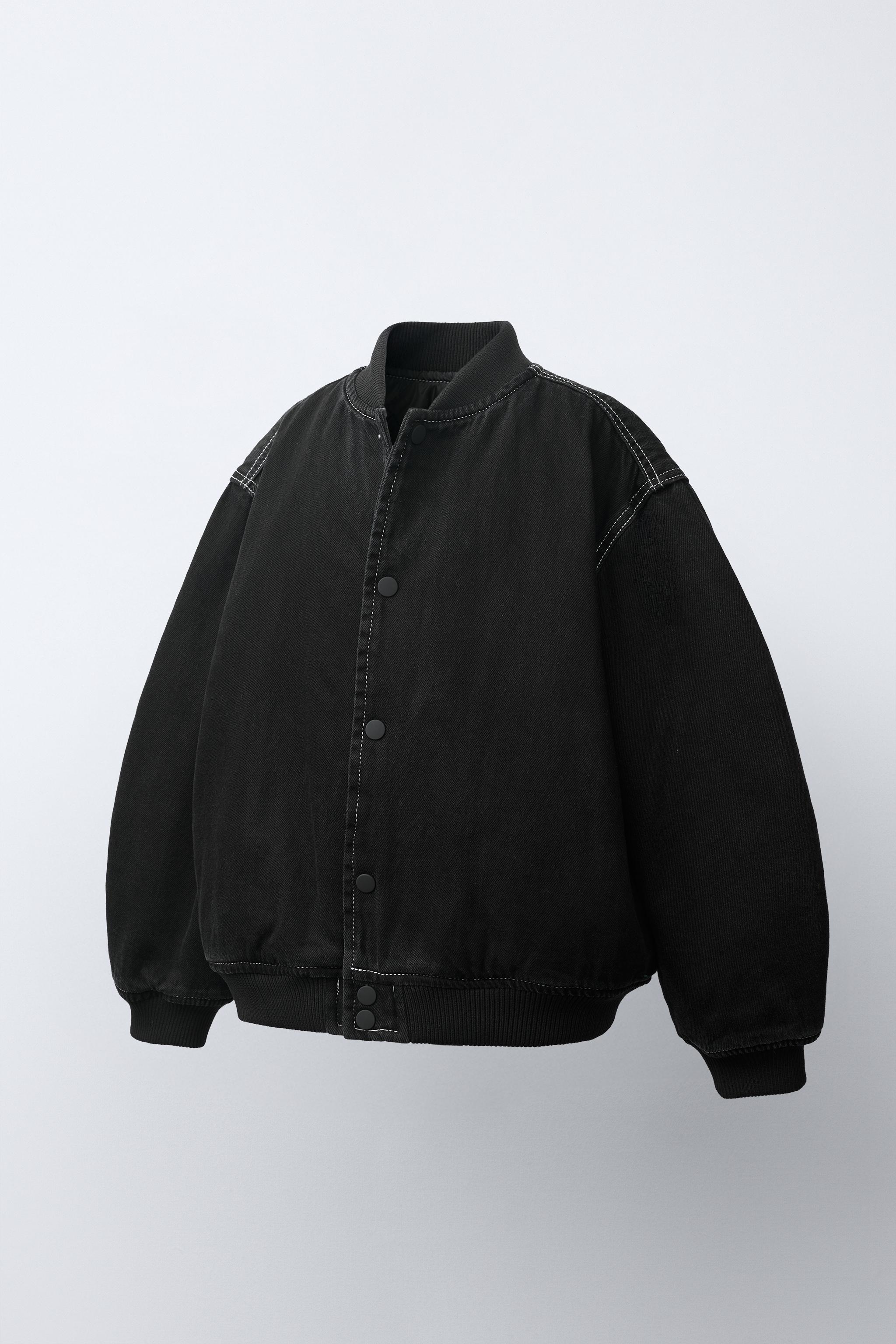 QUILTED DENIM BOMBER JACKET - Black | ZARA United States