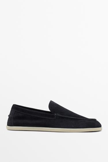 Zara Soft split leather loafers - Blue - Image 0