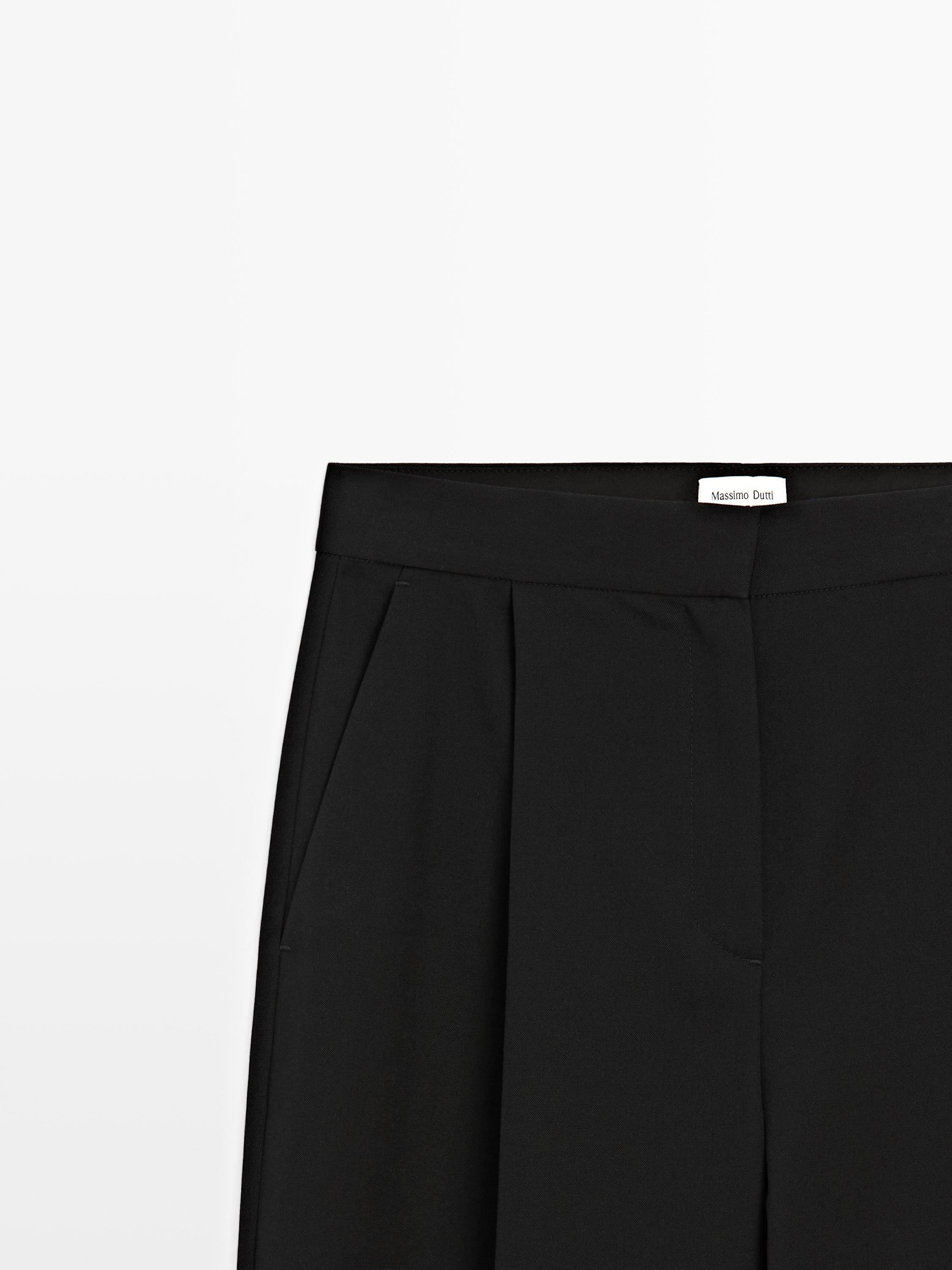 100% wool wide-leg trousers with dart - LIMITED