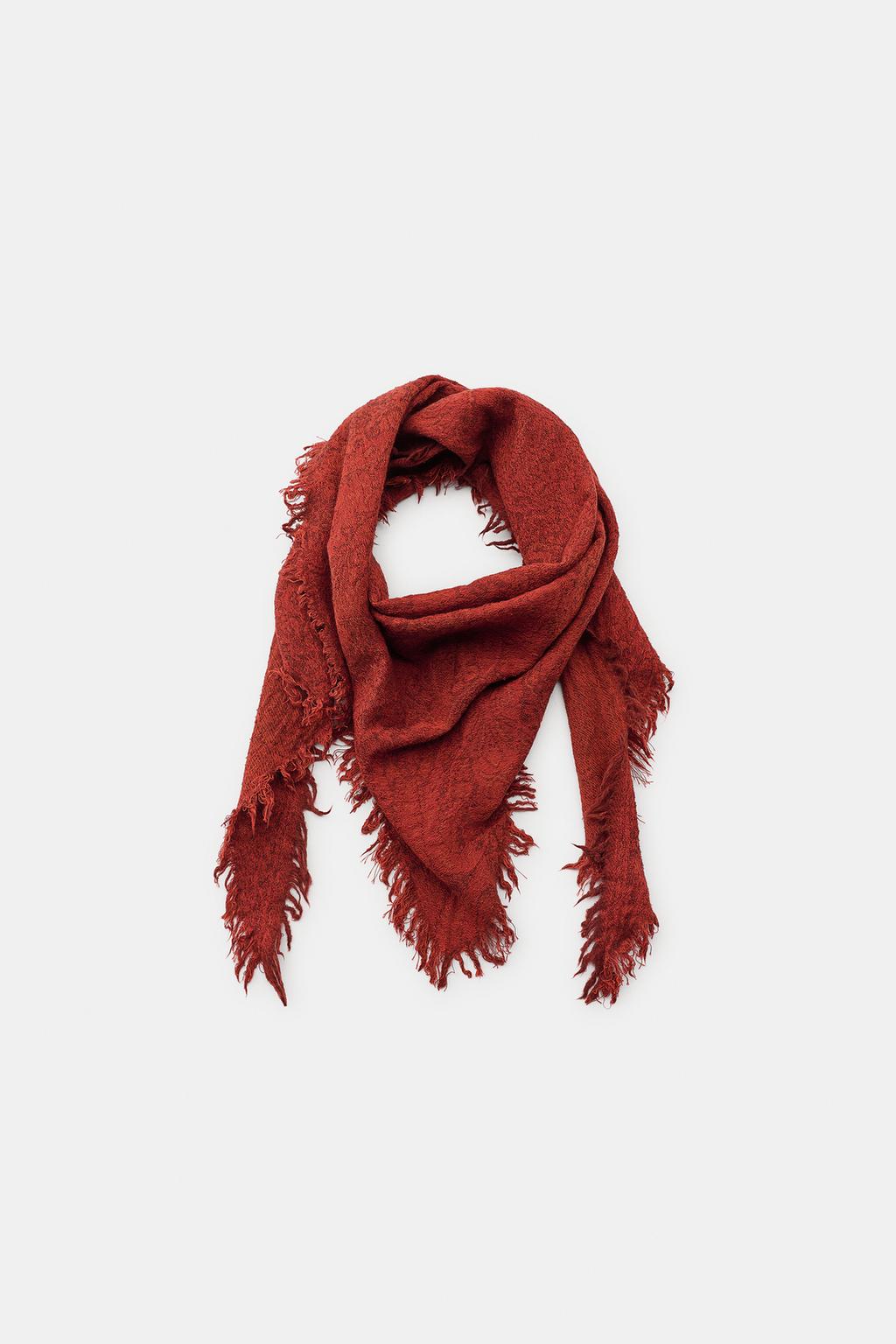 JACQUARD FRINGED SCARF
