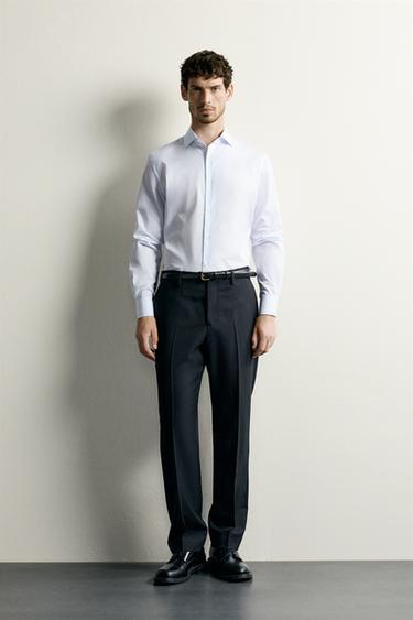CHEMISE COUPE SLIM À RAYURES - Rayures de Zara - Image 0