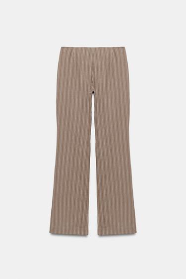 PANTALON FLARE À RAYURES AVEC BOUCLE - Marron / Écru de Zara - Image 4