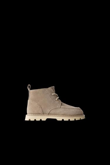 BOTA BORDÓN PIEL - Gris Topo de Zara - Imagen 0