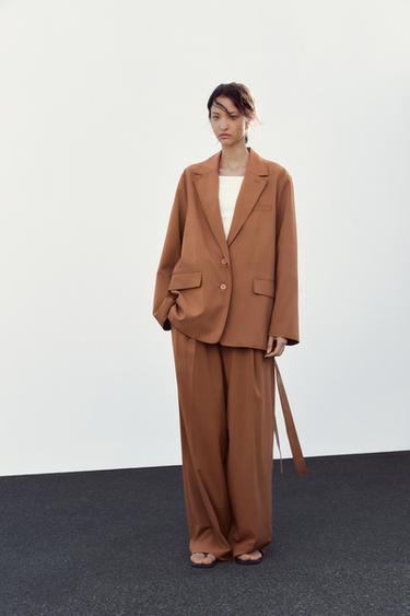 OVERSIZE BELTED BLAZER - Caramel by Zara - Image 0