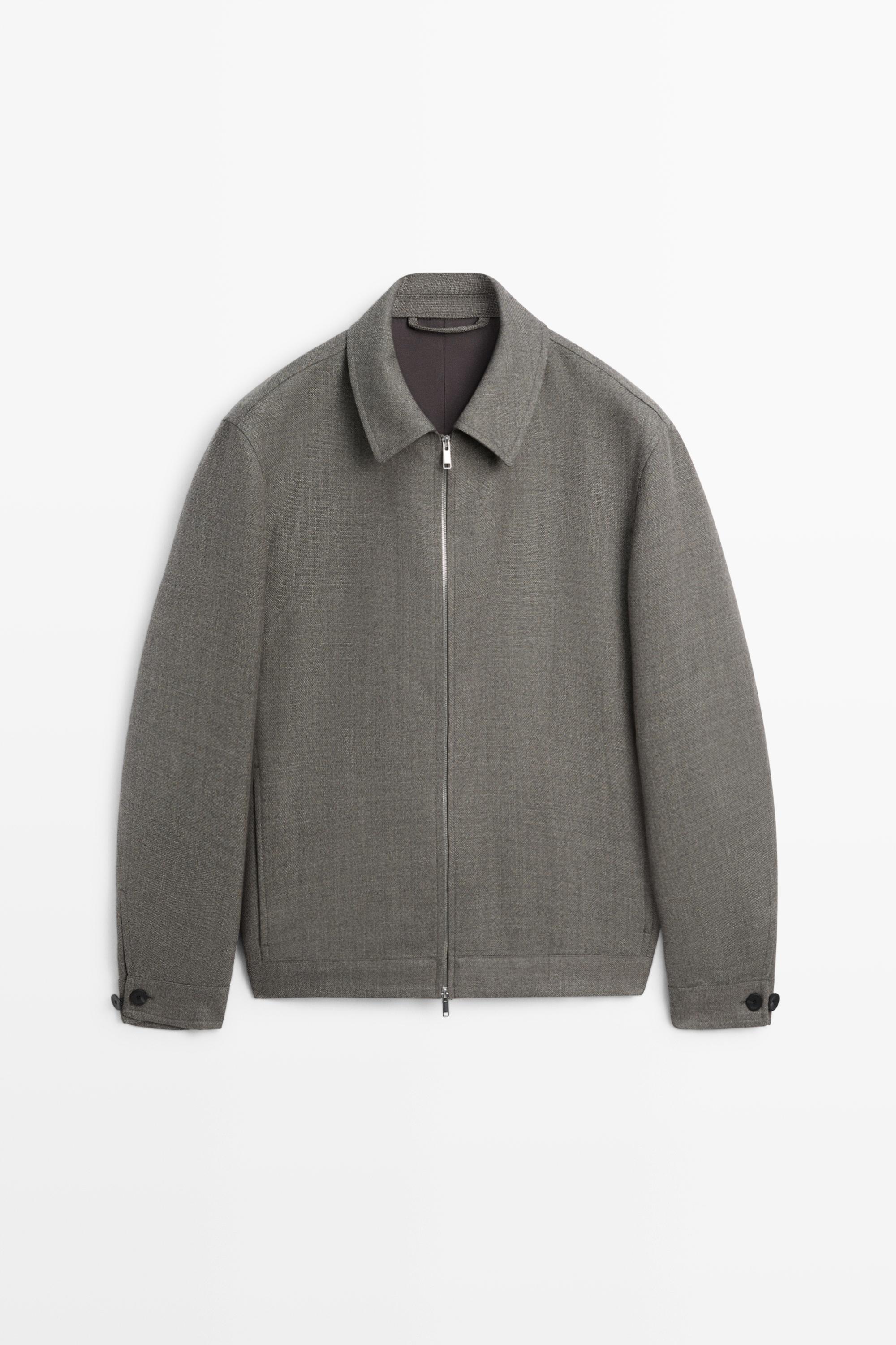 グレー ウール ジップアップジャケット M ZARA 100% wool structured jacket - Gray green | ZARA United States