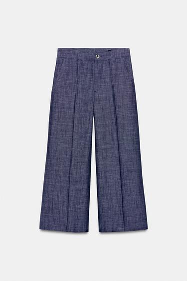 HIGH-WAIST CULOTTE TROUSERS - Indigo by Zara