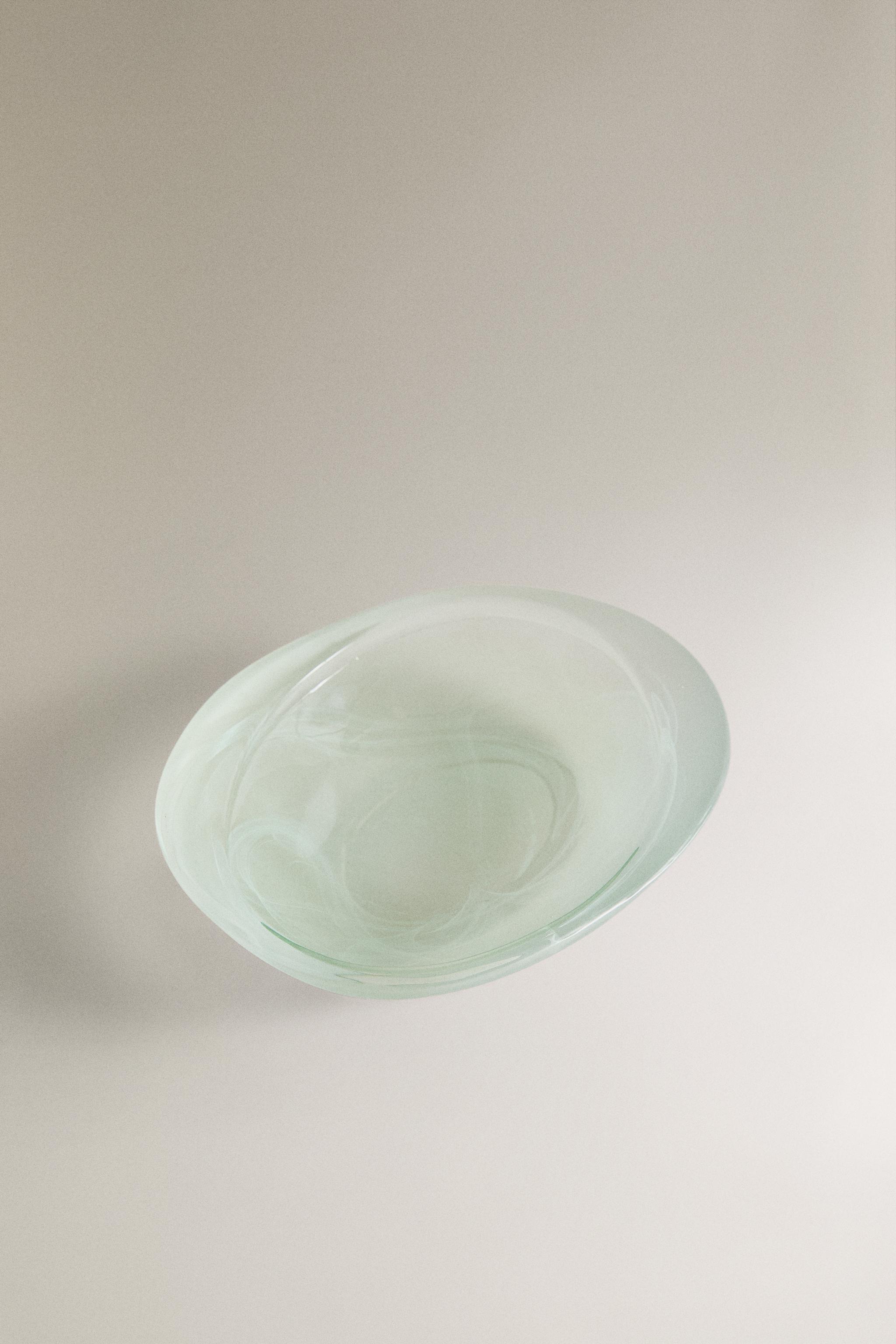 SHADED GREEN GLASS BATHROOM SOAP DISH