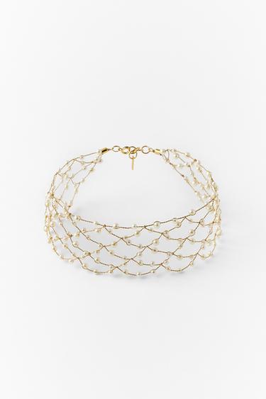 Zara METALLIC BEAD CHOKER - Golden