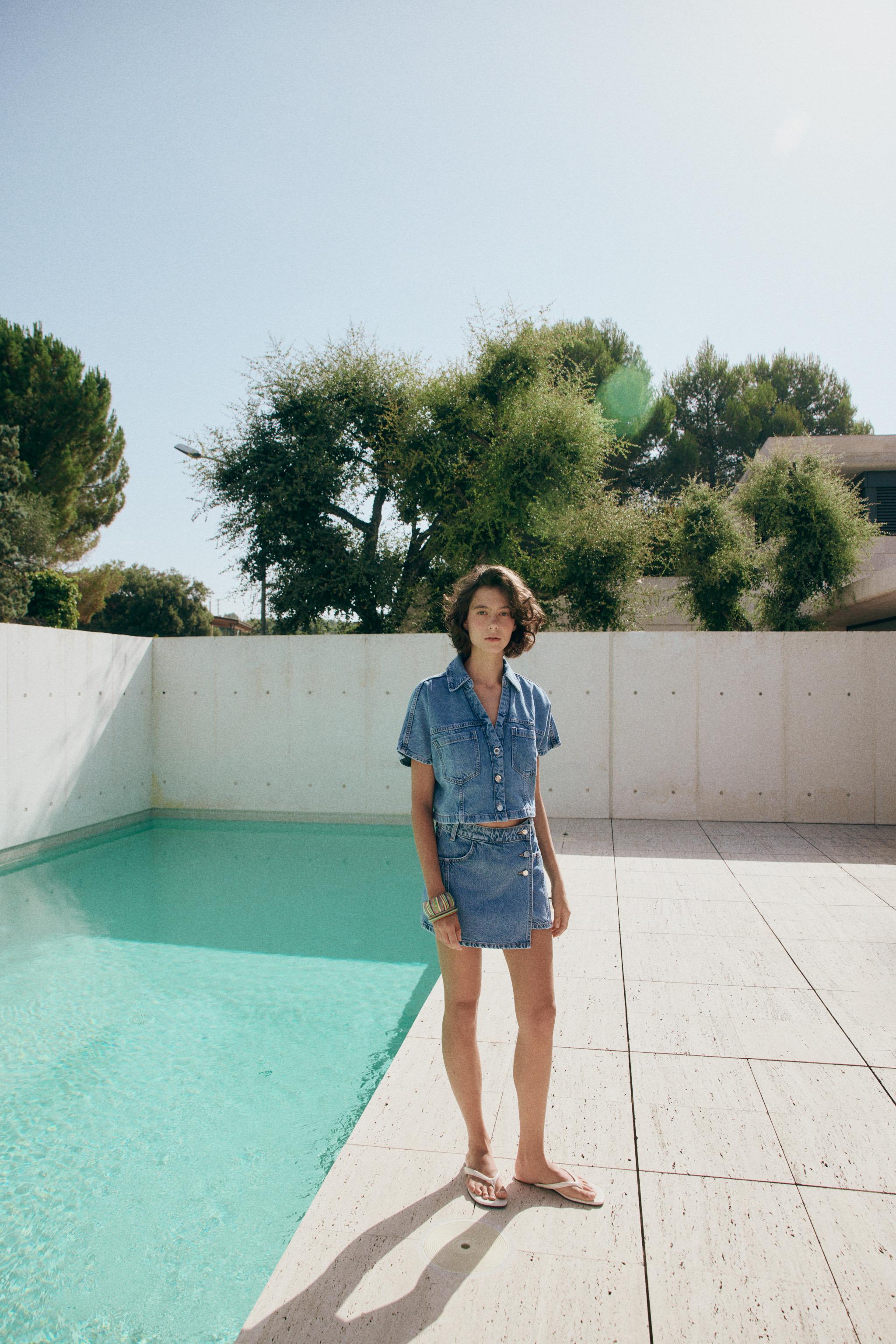 Z1975 SHORT DENIM SHIRT — Mid-blue