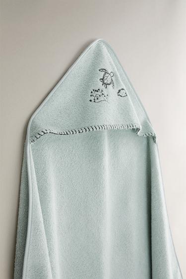 SERVIETTE DE BAIN CAPUCHE BÉBÉ TROPICAL SEA - Bleu clair de Zara - Image 1