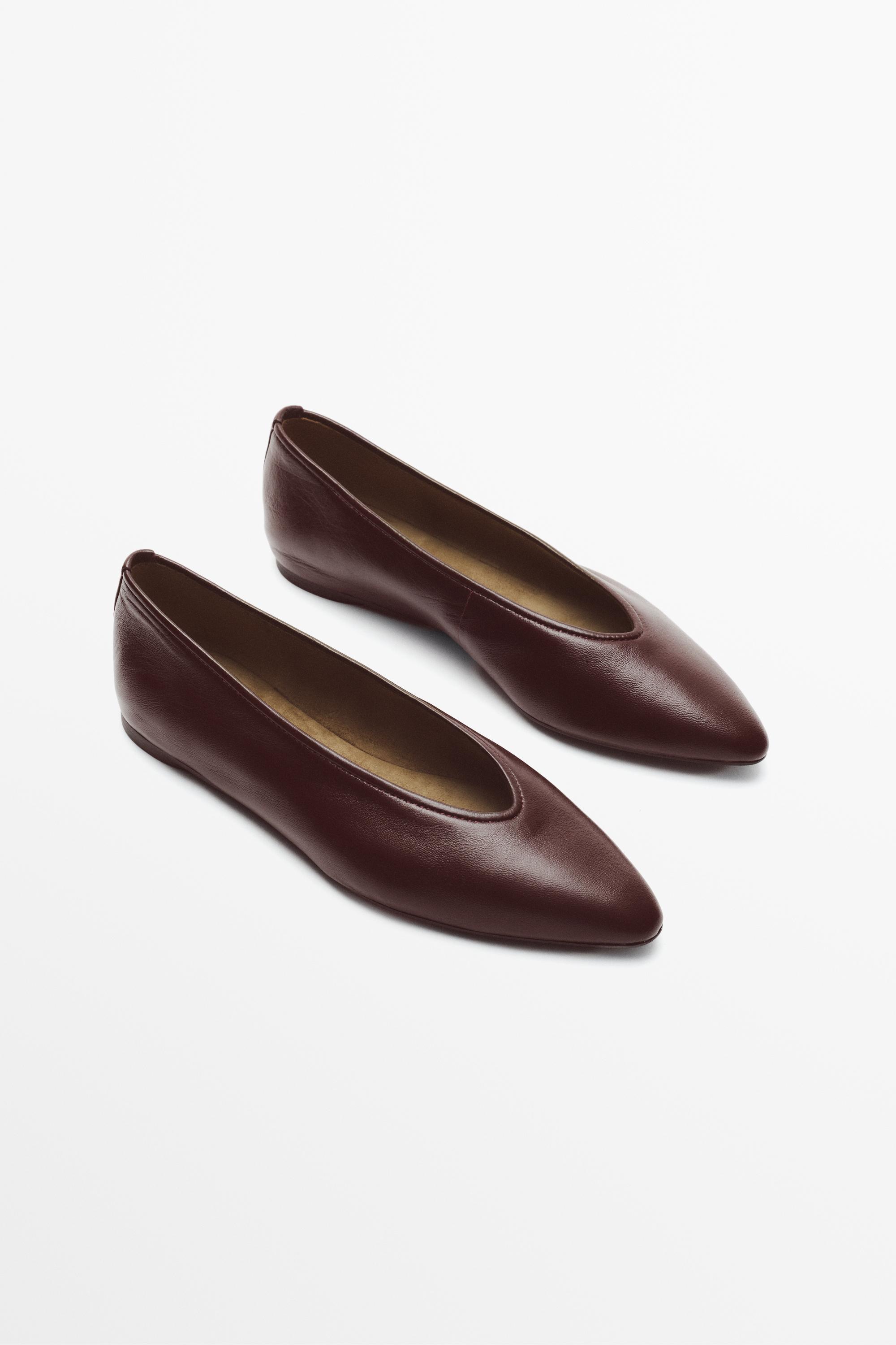 Soft leather pointed toe ballet flat