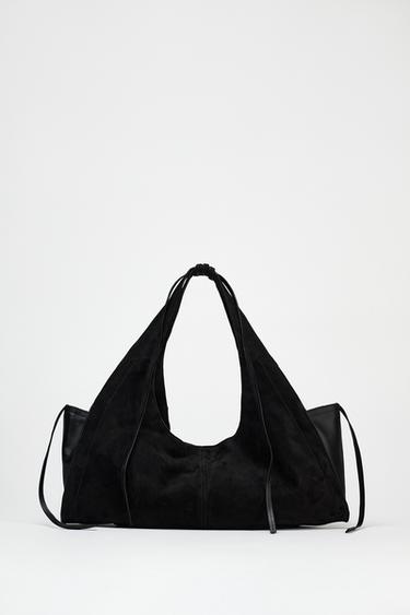 LEATHER STRAP TOTE BAG - Black by Zara