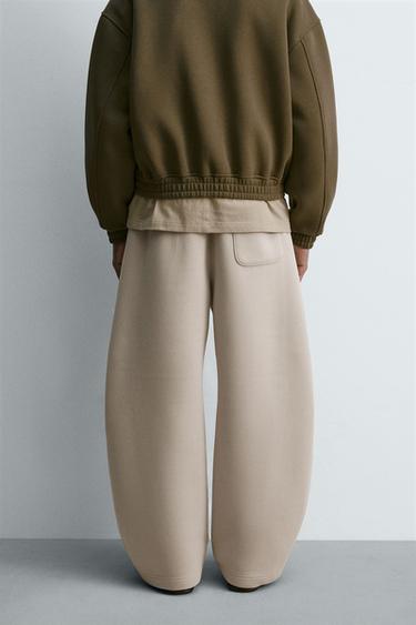 NEOPRENE-EFFECT BALLOON FIT TROUSERS - Stone by Zara - Image 2