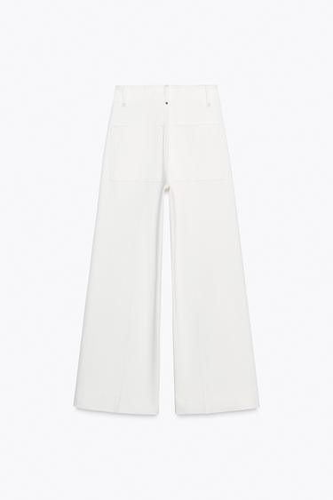 JEANS ZW COLLECTION TAILORED WIDE LEG HIGH-WAIST - Oyster-white by Zara - Image 6