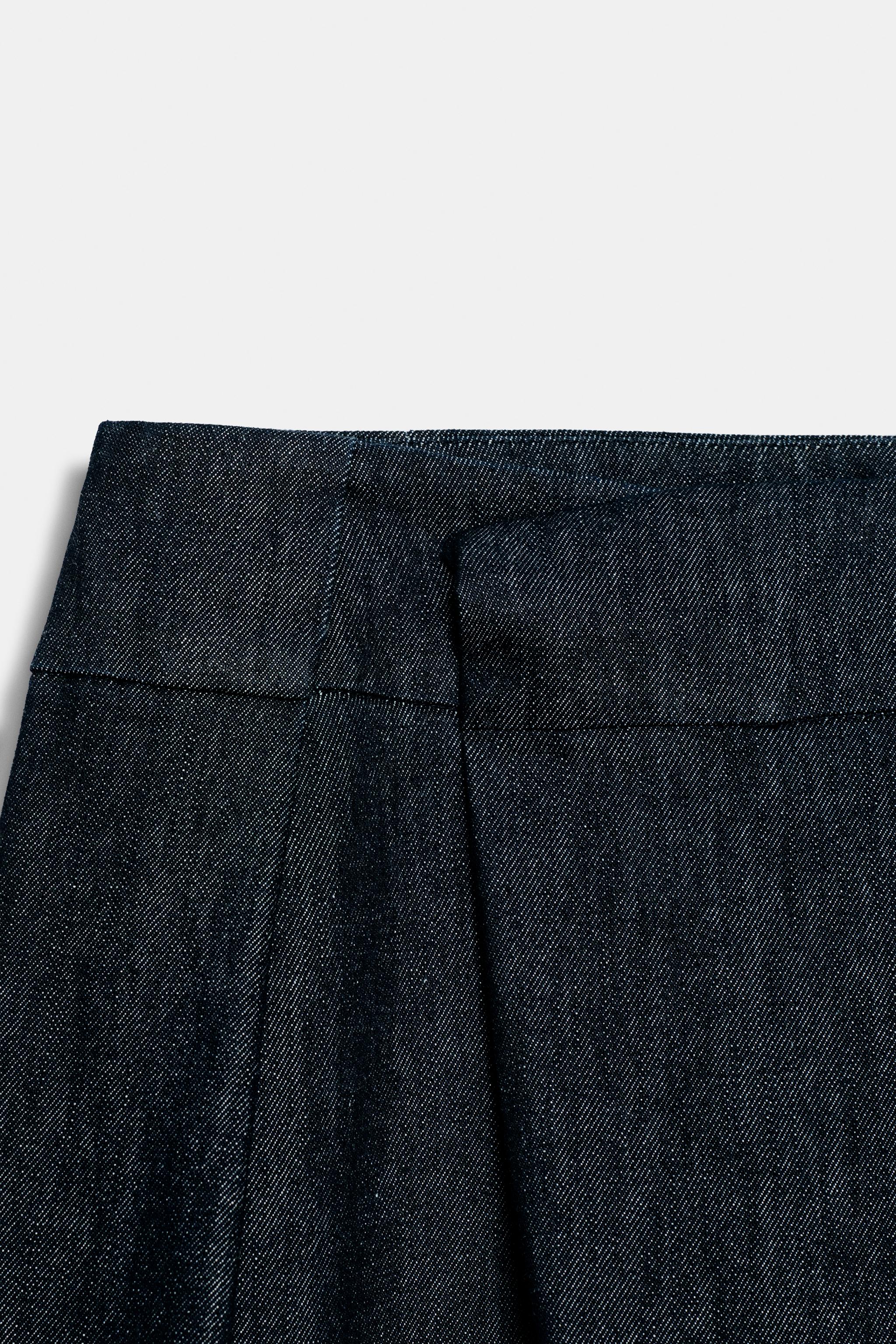 Zara Z1975 Yüksek Bel Geniş Paça Çapraz Bel Jean görsel 7