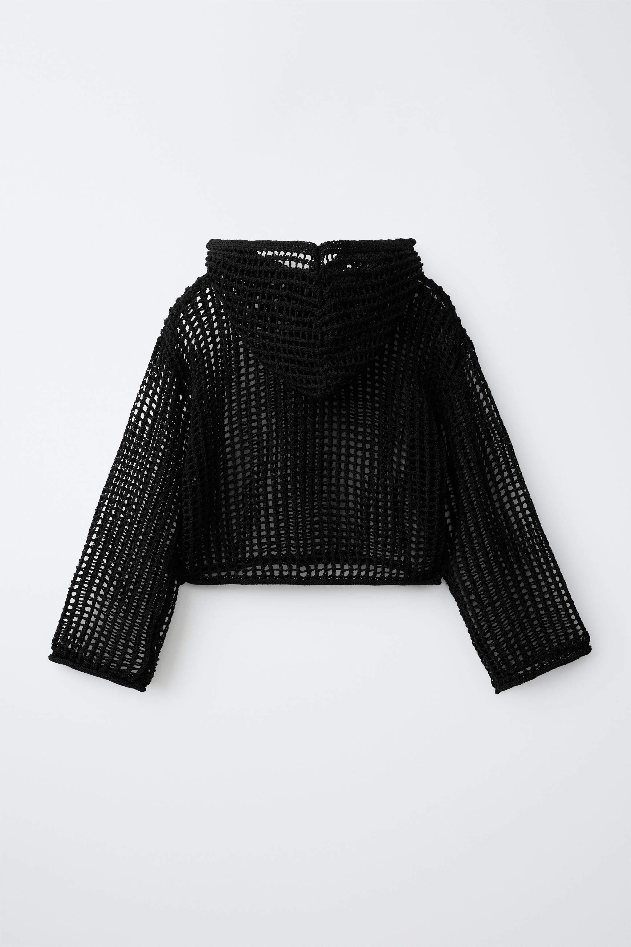 MESH HOODIE JUMPER — Black (alternate view)