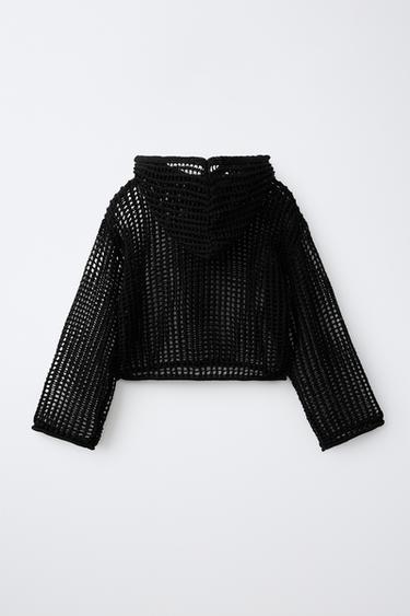 MESH HOODIE JUMPER — Black 2