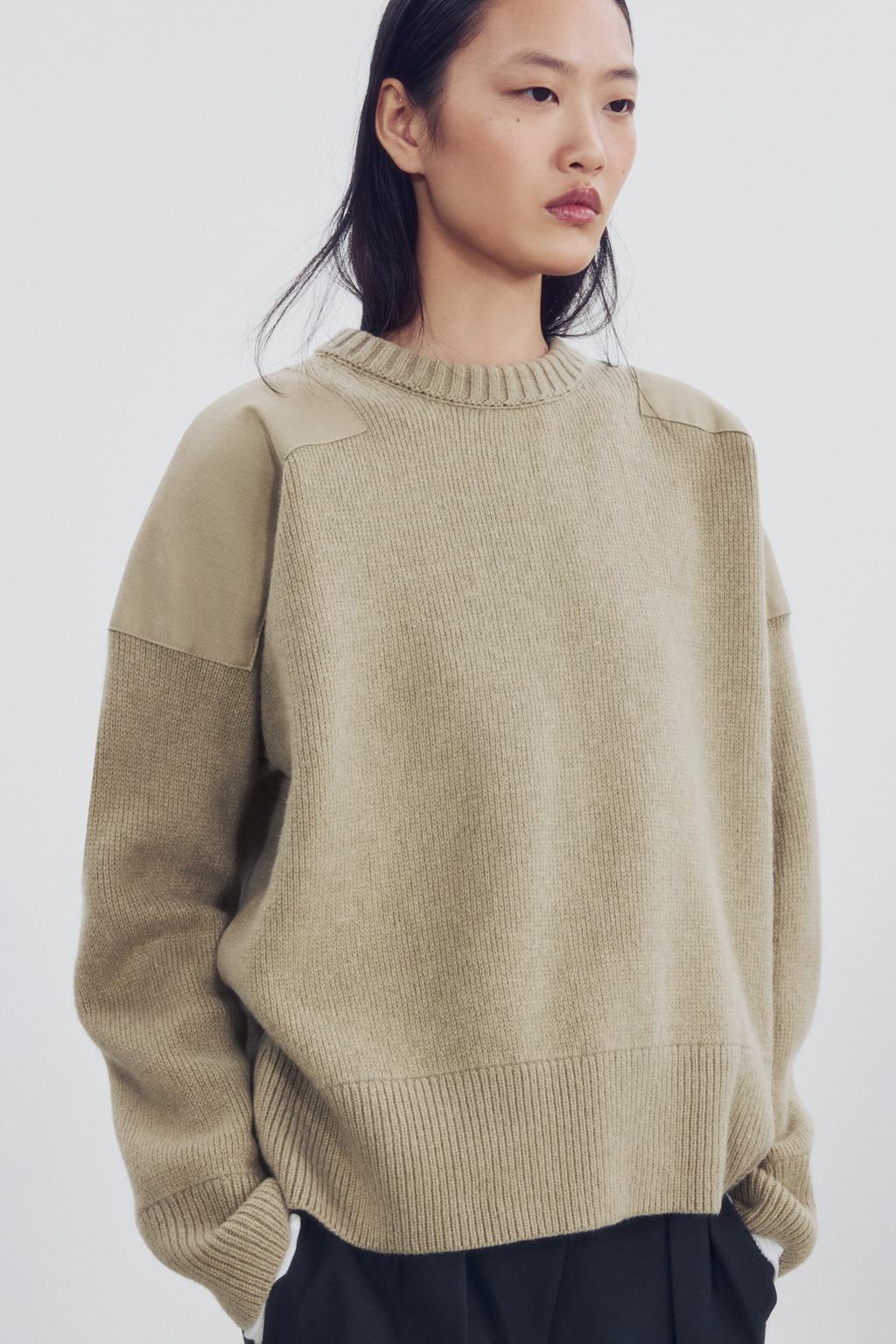 WOOL BLEND CONTRAST SHOULDER JUMPER