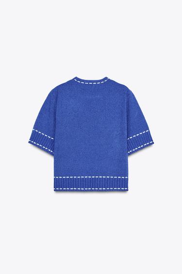 TOP WITH TOPSTITCHING - Bluish by Zara - Image 5